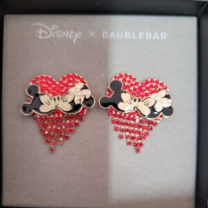 New Red Rhinestone Mickey and Minnie Disney Baublebar earrings